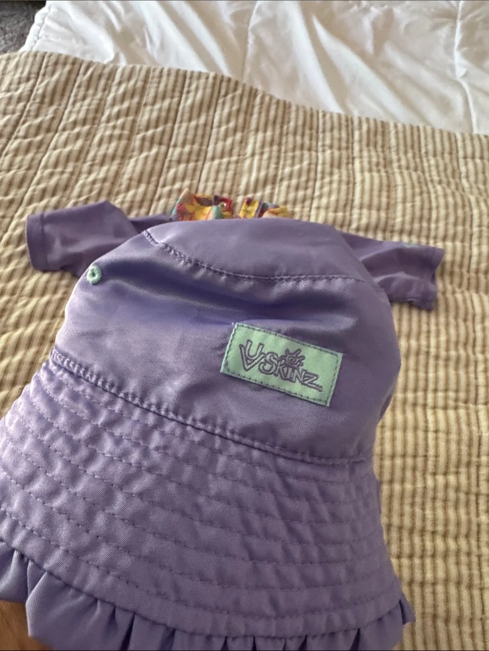 Purple Tropical Floral Girls Rashguard Swim Set with Hat